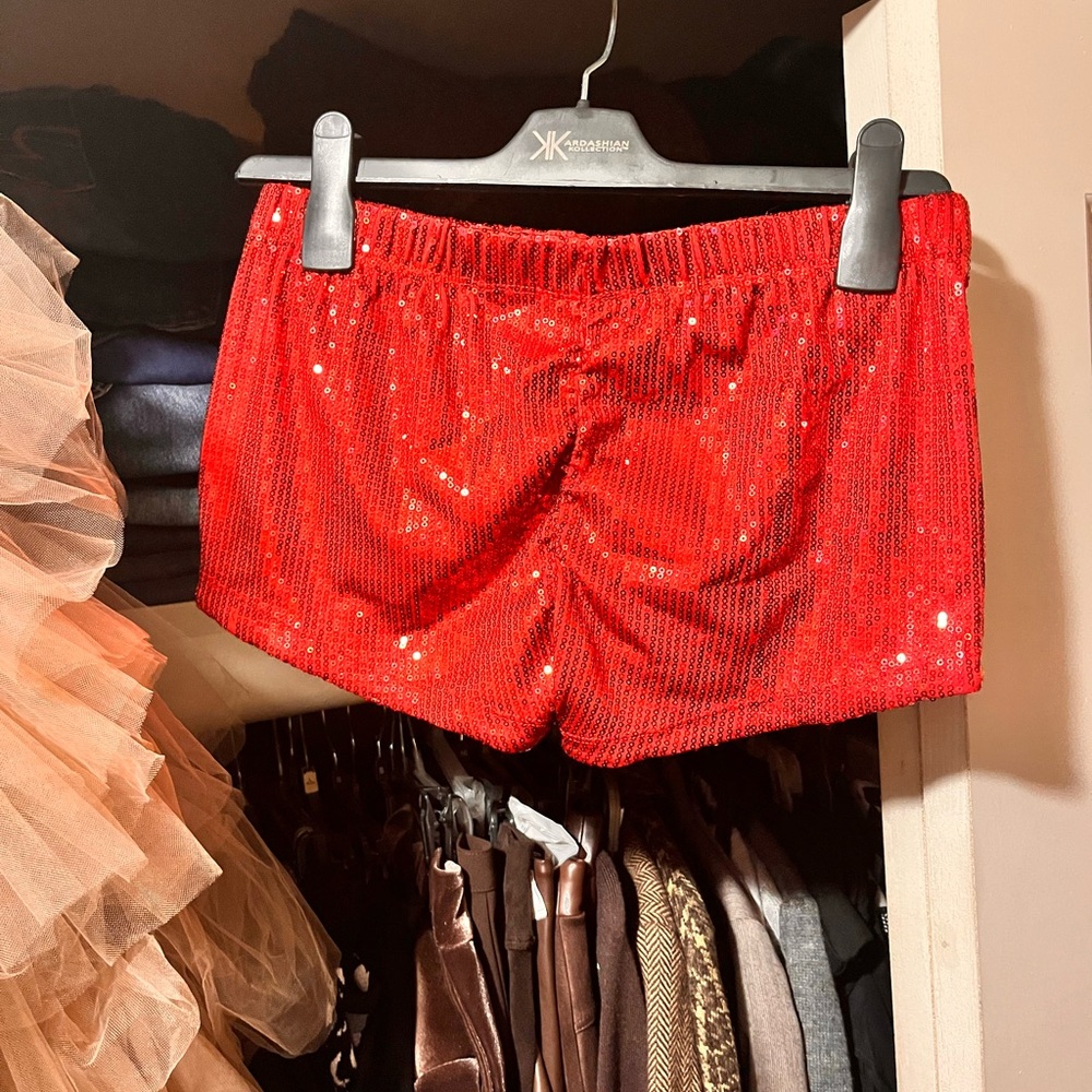 Dreamgirl Dazzling Red Sequin Shorts - Picture 2 of 3